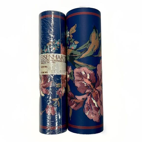 Vintage Eisenhart Wallpaper Border Lot Of 2 Floral Cottage Lilies Roses Dahlias - Picture 2 of 3